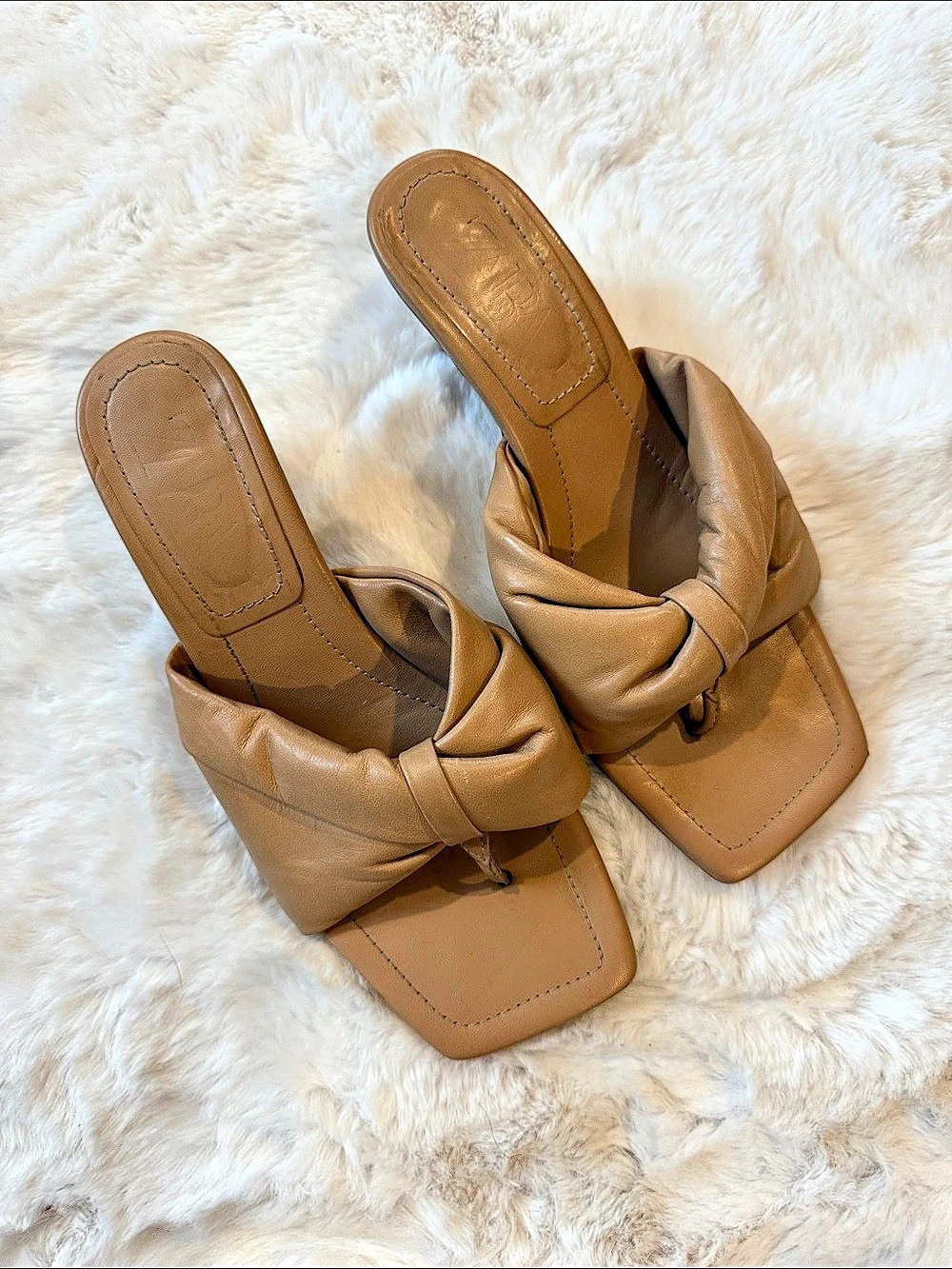 Zara Knotted Slide Sandals in Brown